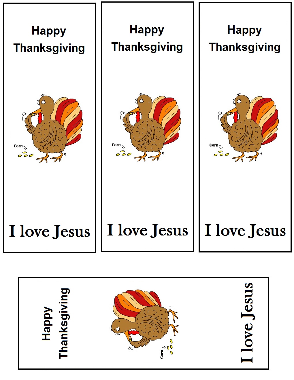 Turkey I Love Jesus Bookmarks